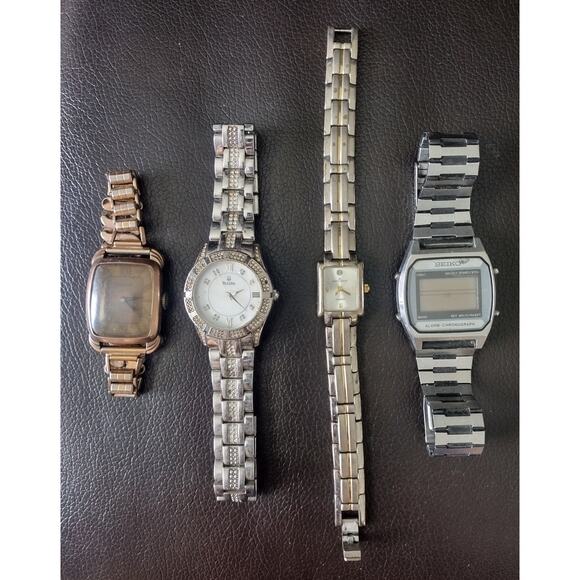Vintage Watch Lot of 4 | Seiko Digital, 2 Bulova .025 Gold Tank, Anne Klein main image 6